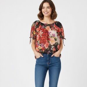 Forever 21 Floral Cinch Waist Top